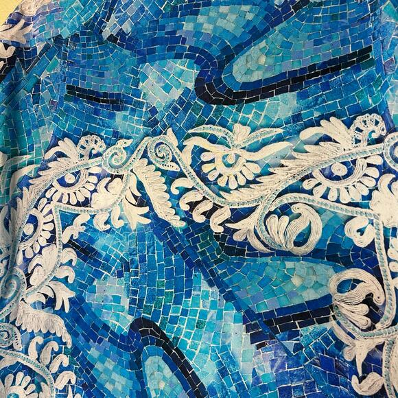 Gottex Swimsuit Beach Cover Up Felicity Size S 100% Silk Blue Longline - Picture 7 of 8